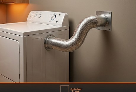 Residential clothes dryer with properly installed semi-rigid aluminum flex transition duct connecting to wall stub-out